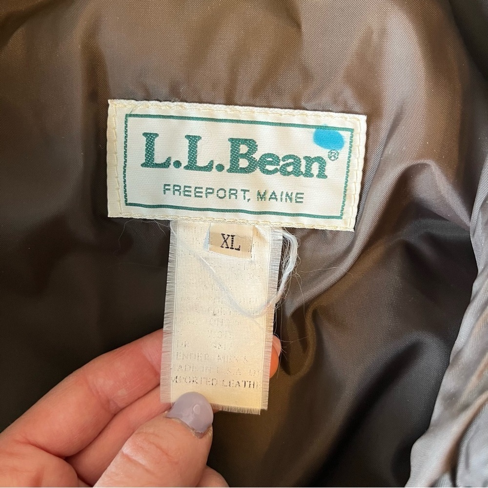 Vintage LL Bean Men's XL Goatskin Leather Bomber Coat - Picture 8 of 11